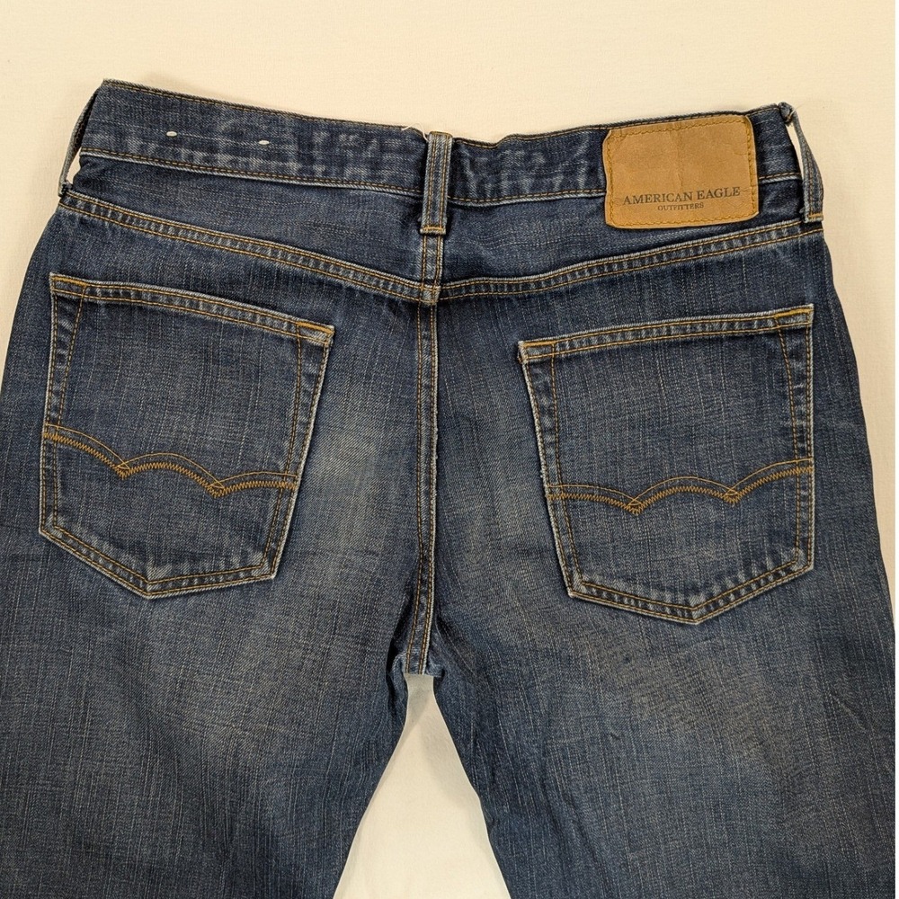 American Eagle Jeans Mens 30 x 34 Original Straight Medium Wash Blue 100% Cotton - Picture 4 of 12